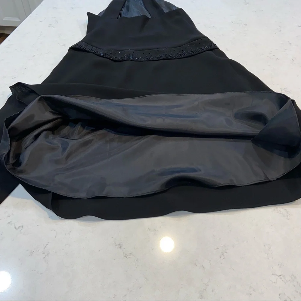 Jones New York Black Dress with beaded waist that ties Size 4